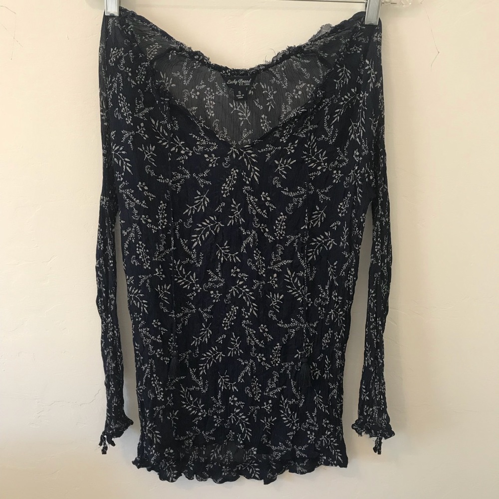 Lucky sheer navy blue blouse